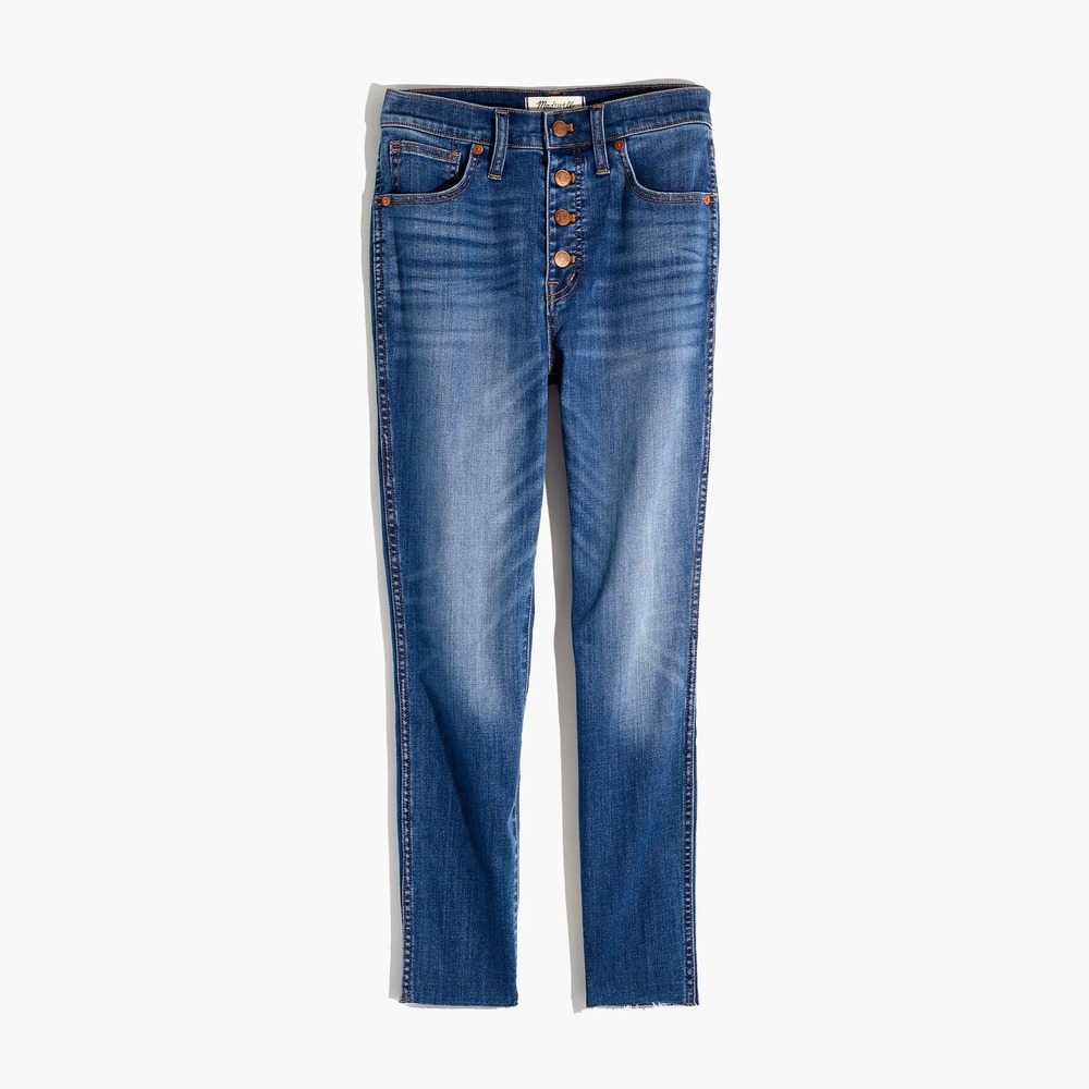 Madewell 9" Mid Rise Skinny Crop Button Fly Jeans Medium‎ Wash Size 23